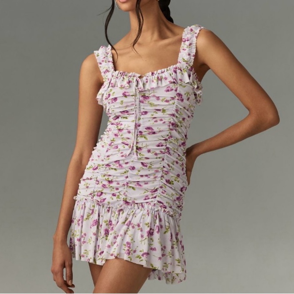 Anthropologie Sleeveless Square-Neck Ruched Mini Dress XL measures small NWT